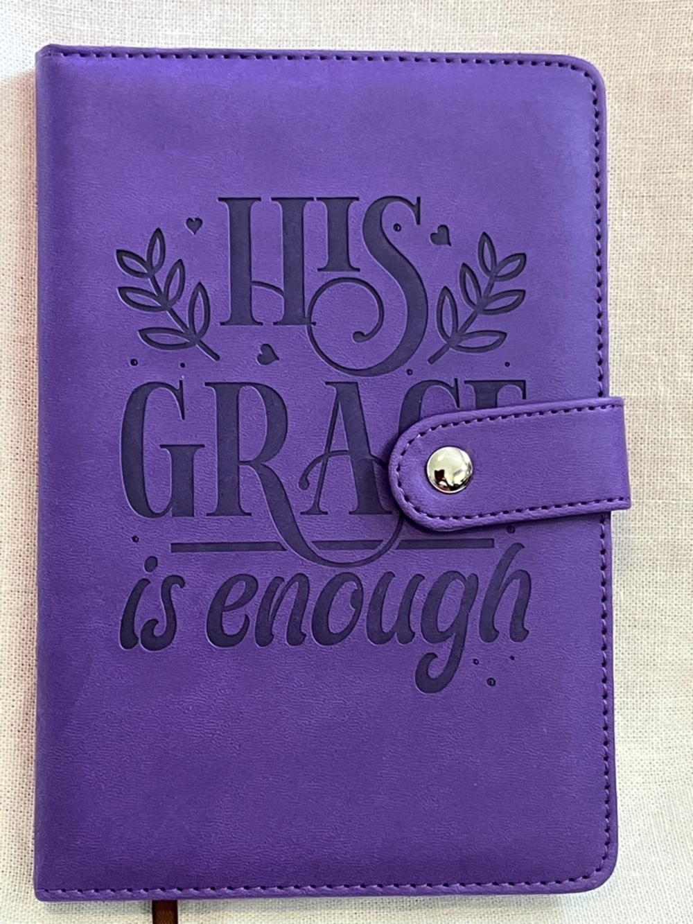Purple 'His Grace Is Enough' Faux Leather Journal - Unknown Brand